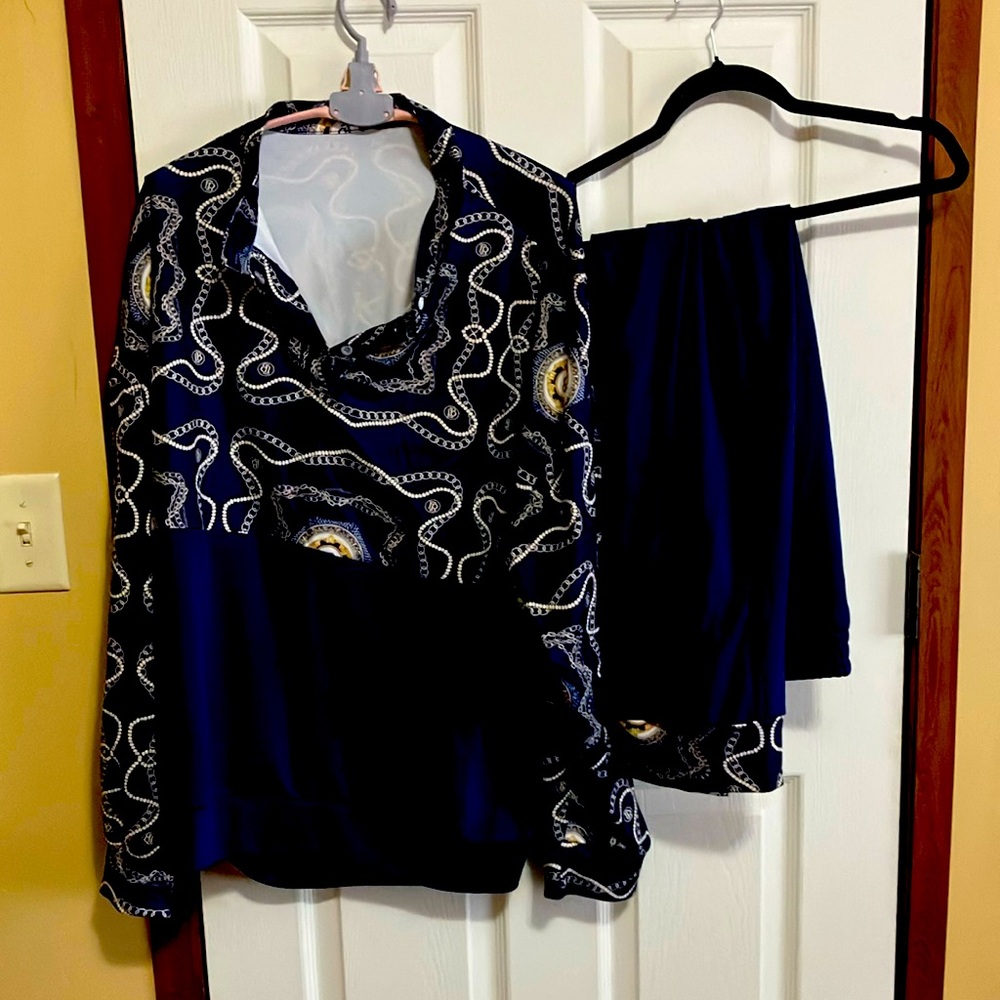 Navy blue and gold two piece set